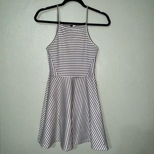 Divided Black and White Striped Dress